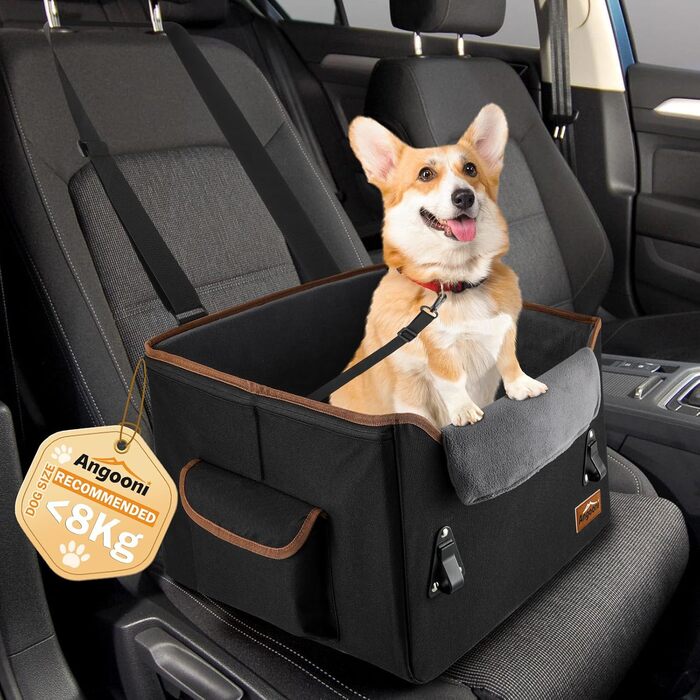 Автокрісло для собак: безпечне та комфортне з кишеньками та плюшевим подушкою (чорний)