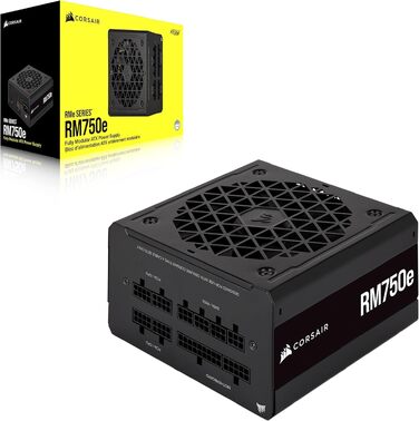 Блок живлення Corsair RM750e (2023) 750W, повністю модульний, ATX 3.1, PCIe 5.1, 80 PLUS Gold, низький рівень шуму, чорний