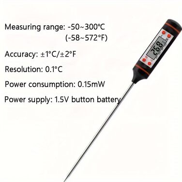 Інфрачервоний термометр лазерний, цифровий -37°F~1022°F / -32°C～400°C. Ідеально для приготування їжі, гриля, барбекю, вимірювання температури м'яса та цукру. Не для вимірювання температури тіла людини.