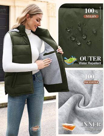 Степова жилетка Vancavoo з капюшоном: тепла, зручна, для осені та зими (армійний зелений, розмір L)