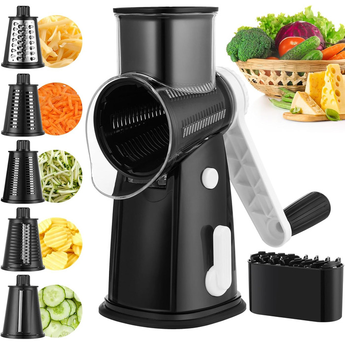 Ручна тертка для овочів та сиру з ручкою, 5 насадок, для нарізки овочів, сиру, горіхів, терка для швидкої нарізки