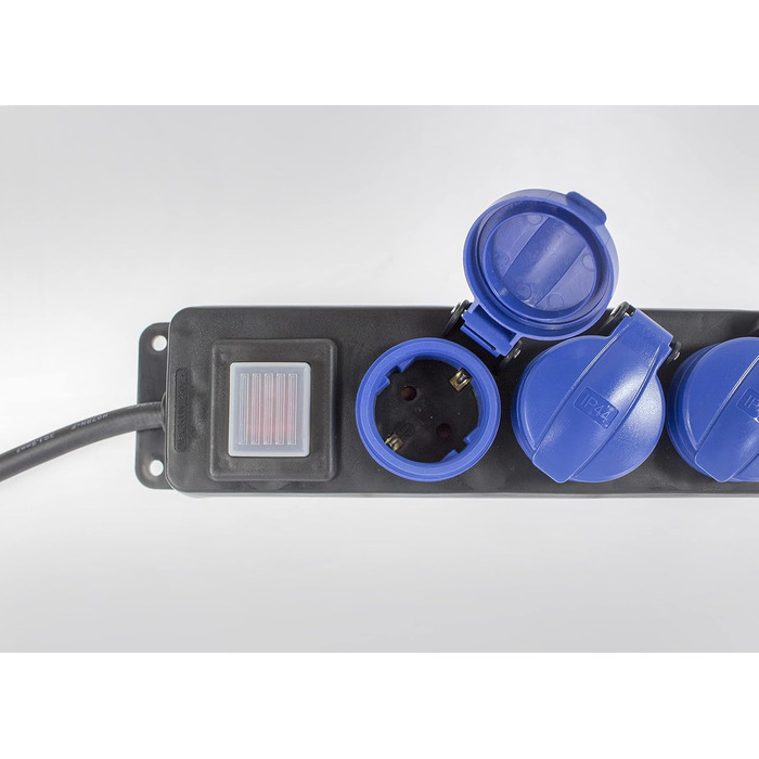 Розподільна коробка з вимикачем Schwabe, 5-фальна, IP44, 230V, 16A, 4.5м, для зовнішнього використання (2 шт. в упаковці)