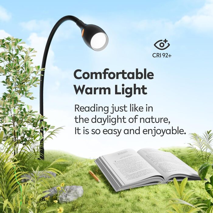 Світлодіодна настільна лампа Acegoo для читання з гнучким регульованим кронштейном (чорна) - 3000K, диммована, настінне кріплення, для спальні, книжок