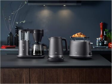 AEG K7-1-6BP Kettle (7 temperature settings, 3-fold safety switch-off, keep-warm function, 1.7 liters, drip stop, easy cleaning, 360° base, anti-slip coating, LED display, gray)