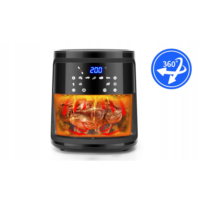 Аерофритюрниця Aigostar Smart Wi-Fi 1900 Вт, 7 л, чорна