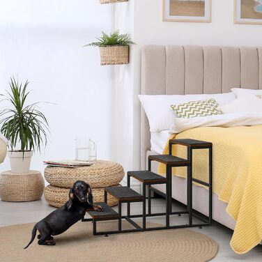 Сходинка для тварин до вікна, багатоярусне ліжко для собак зі сходинками, 4-ступенева сходинка для високих ліжок для маленьких собак та котів (Коричнева, 5 сходинок)