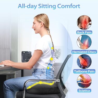 Подушка для геморою HOMCA: ортопедична, з memory foam, 45x40x9 см, чорна