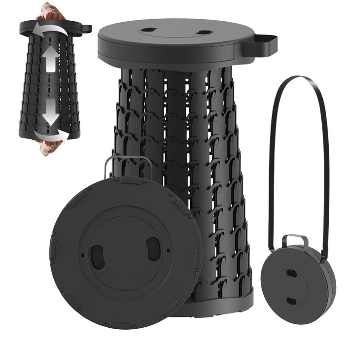 Тeleskopний складаний стілець для кемпінгу, риболовлі та відпочинку на природі. Міцний, з вантажопідйомністю 280 кг, компактний, 25x25x45 см, колір: смарагдово-зелений