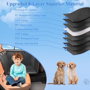 Накладка на сидіння автомобіля для собак з жорсткою основою, водонепроникна та стійка до подряпин, оранжева/чорна. Підходить для авто, SUV, мінівенів.