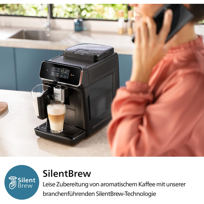 Philips 2300 Series Fully Automatic Coffee Machine - 4 Drinks, Modern Color Touchscreen Display, LatteGo Milk System, SilentBrew, 100% Ceramic Grinder, AquaClean Filter. Matte Black (EP2330/10) Latte Go 4 Coffee Specialties