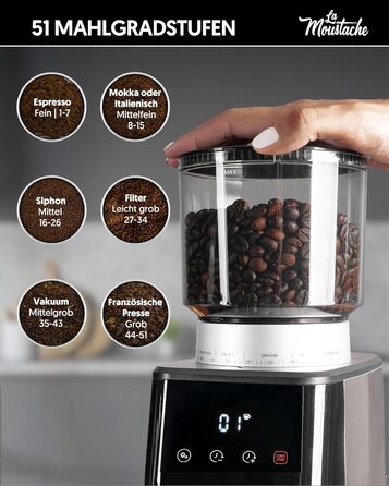 Електрична кавомолка та подрібнювач спецій La Moustache GrindMaster Silver BD-CG018, 165W, нержавіюча сталь, 350г