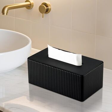 Стильна коробочка для серветок KingFOM з PU шкіри (чорна, прямокутна) – для вітальні, ванної кімнати та офісу
