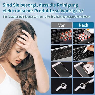 Набір для чищення клавіатури 12 в 1: очищувач екрану, щітка, для iPhone, MacBook, PC, камери