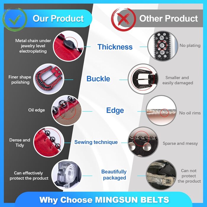 Жіночий та чоловічий шкіряний пряжка з стразами, ковбойський/ковбойський пояс з діамантами, пояс з пряжкою з заклепками для джинсів, червоний, розмір 38-40