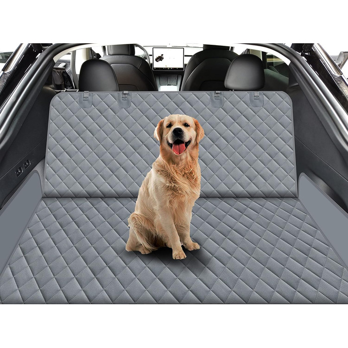 Захисний чохол на сидіння для собак, для автомобілів, SUV та вантажівок з сіткою у вікно, стійкий до подряпин, нековзний та водонепроникний, з поворотком для повідка (Рожевий). Чохол на сидіння та поводок для собак (Сірий)