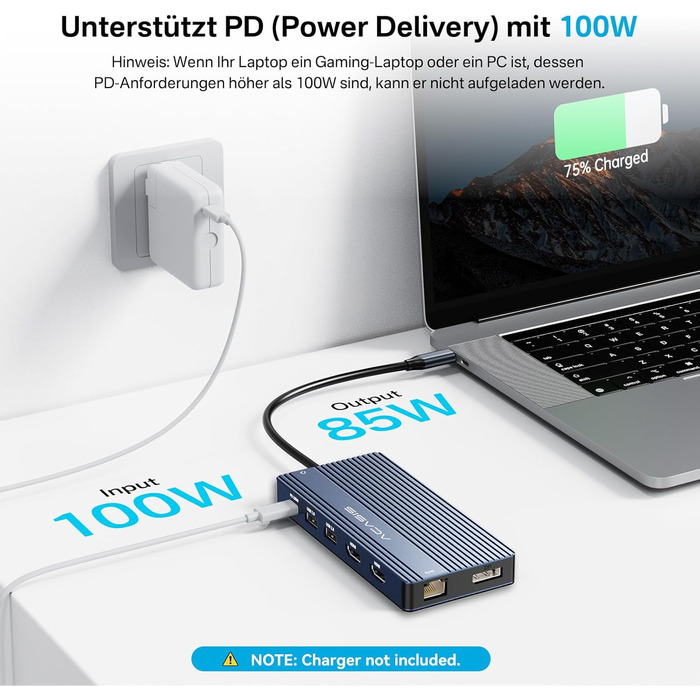 Хаб USB-C ACASIS DS0202 з двома виходами HDMI та DP (4K60Hz), Ethernet, 3 USB, 10Gbps, 100W PD, SD/TF, Audio, для MacBook/Dell/HP/Lenovo