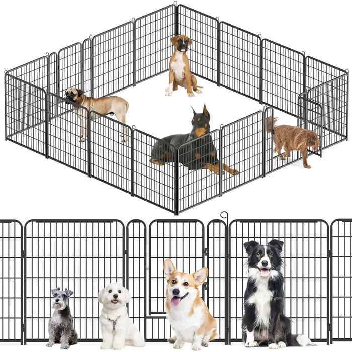 Вольєр для цуценят, ігровий майданчик, вольєр для цуценят з дверцятами та засувом, огорожа для тварин, загородження для собак, вольєр для кроликів, металеві з'єднання, 65 x 80 см (8 секцій)