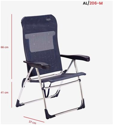 Скляна крісло-шезлонг Crespo для пляжу з алюмінієвим каркасом та сидінням з мультифібри. Колір: блакитний