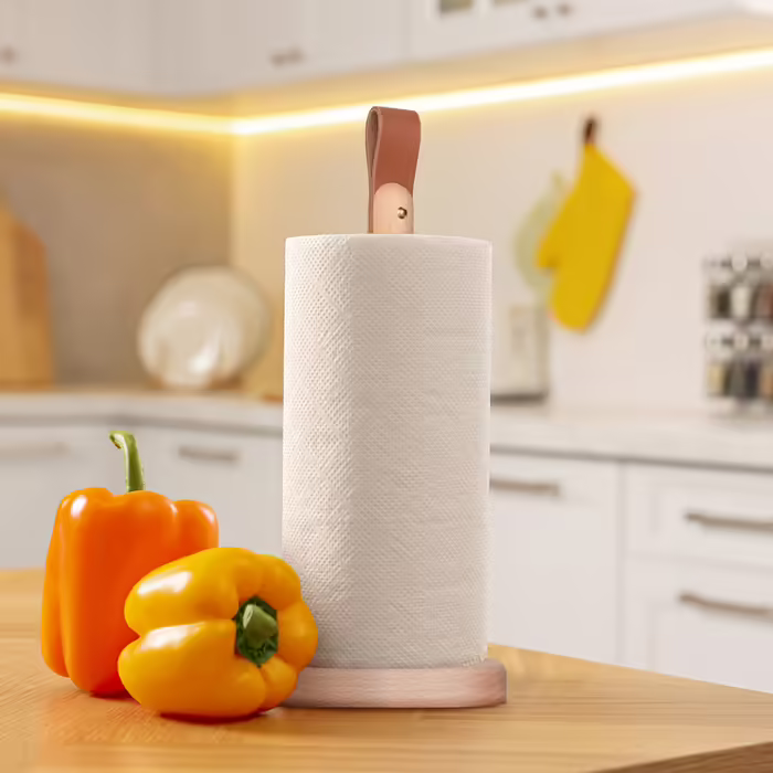 Relaxdays Wooden Square Kitchen Roll Holder