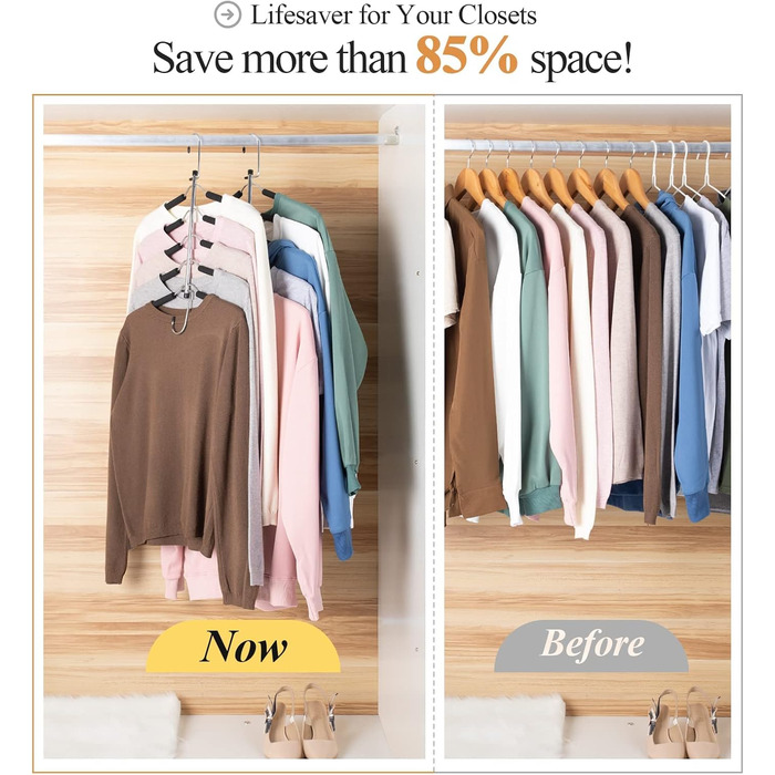 2 шт. Плечики для одягу економії місця з неслизьким покриттям. Організація шафи та зберігання для пальто, штанів, шарфів, краваток. Cxeuhk022bk2