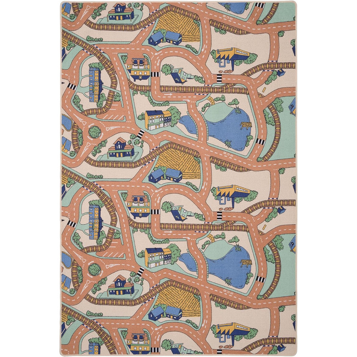 Дитячий килим Snapstyle для ігор, 200x200 см, прямокутний, бежевий, міцний та простий у догляді, килим-місто