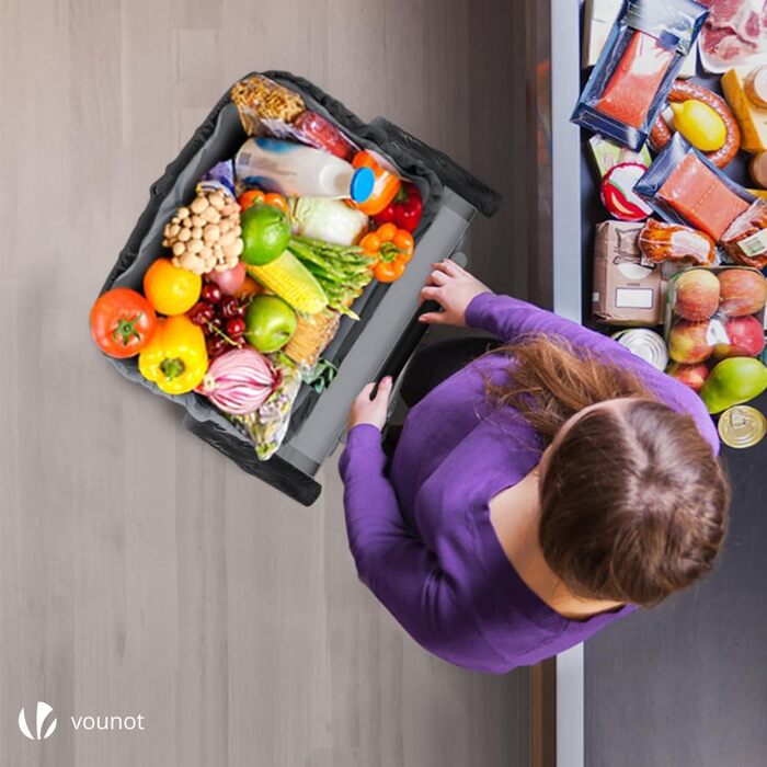 Складаний алюмінієвий візок VOUNOT для покупок, 45 л, водонепроникна сумка, 2 великі колеса з бризковиками, візок для сходів, сірий