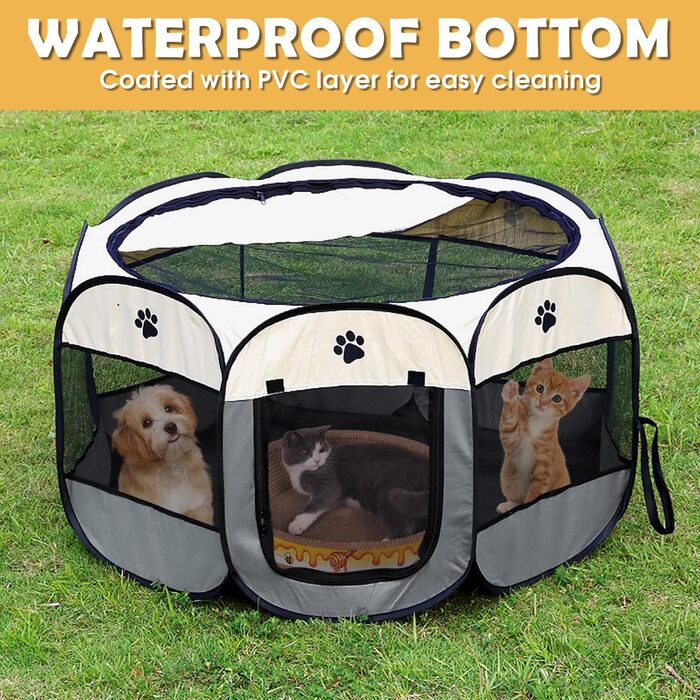 Складана переносна вольєр для собак та котів 74x74x43 см - ідеально для дому та вулиці