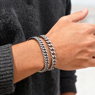 Чоловічий браслет з нержавіючої сталі, 2 шт. - срібний/чорний/золотий, браслет-панцер, 19/21/23 см. Подарунок для чоловіка, батька, сина, друга, чоловіка, брата. Ширина 10 мм.