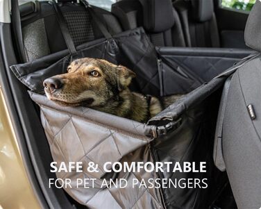 Автокрісло для собак RAGI з ременем безпеки - міцне та стабільне. Захист сидінь авто, переноска для собак на заднє сидіння. Чорний колір
