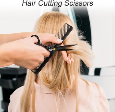 Професійний набір фрізьорських ножиць CIICII (6,7 дюйми) для стрижки волосся, бороди та догляду за тваринами. Чорний колір.
