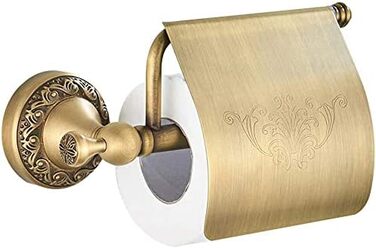 CASEWIND Toilet Paper Holder Antique, Brass Toilet Paper Holder, Retro Toilet Paper Roll Holder with Cover, Drill Wall Mount Vintage