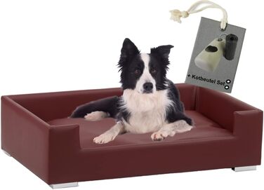Софа для собак Candy | Лягу для собак, диван для максимального комфорту | М'яка подушка для собак з бортиком, ідеально як переноска для собак | Корзина та ліжко для собак маленьких порід (Бордовий)