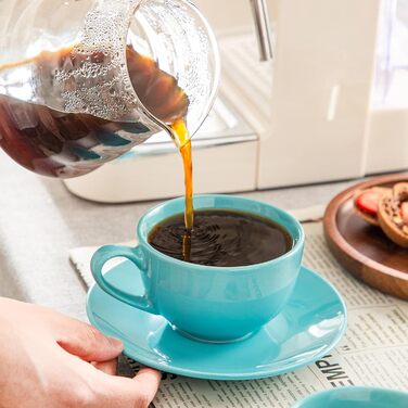 LOVECASA Кавовий сервіз з порцеляни, Sweet, 12-ти частинний (12 чашок з блюдцями), для 6 осіб, 230 мл, білий, VCP-CC13