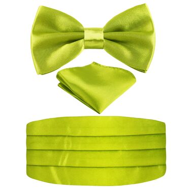 Метелик Alizeal чоловічий однотонний, з підтяжками та нагрудною хустинкою, подарунковий набір (132 - жовто-зелений)