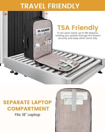 LOVEVOOK Рюкзак для ручної поклажі, 40L, водонепроникний, для ноутбука 17 дюймів, Easyjet, для подорожей, роботи, трекінгу, оливково-бежевий (18 дюймів, A-чорний)