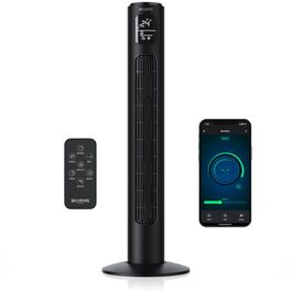 Вентилятор Tower Brandson ECO з DC мотором, Wi-Fi, керуванням через додаток/Alexa, LED дисплей, пульт ДУ, нічний режим, чорний