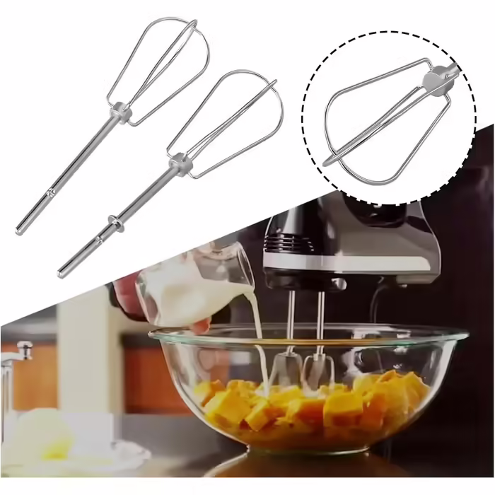 Stainless steel wire whisk, 2-piece set. Whisk with four wires, compatible with electric hand mixers of the KHM series, compatible with KitchenAid.
