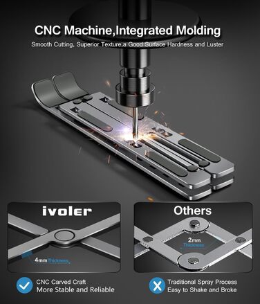 Підставка для ноутбука Ivoler, регульована по висоті (6 рівнів), алюмінієва, складна, портативна, з вентиляцією, сумісна з 10-15.6” ноутбуками та планшетами, колір: блакитний (сірий)
