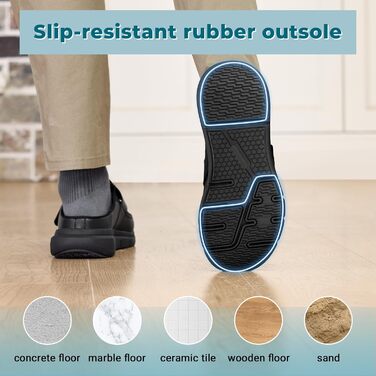 Домашні тапочки FitVille для чоловіків та людей похилого віку, широкі, з клямкою, чорні, розмір 41-50