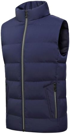 Чоловіча зимова степкова жилетка з коміром-стійкою, тепла, товста, без рукавів, бодівармер, слім-степкова куртка, для активного відпочинку, темно-синій