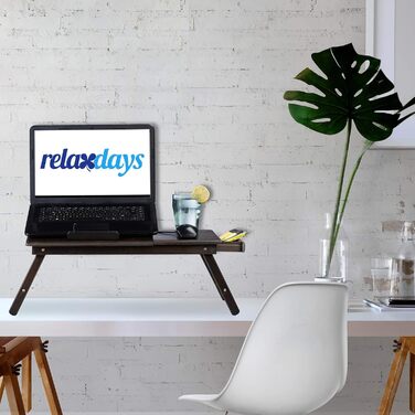 Столик для ноутбука Relaxdays з бамбука, регульований по висоті, з ящиком, 24x60x35 см, коричневий