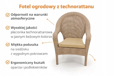 Комплект садових меблів із техноротанга KUNERT, бежевий, 3 предмети