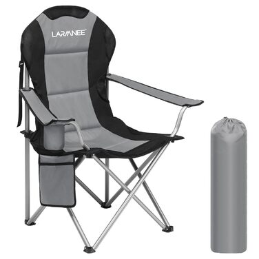 Складний кемпінговий стілець для пікніка, саду, балкону та пляжу EBK01LC02 (Сірий + Чорний)