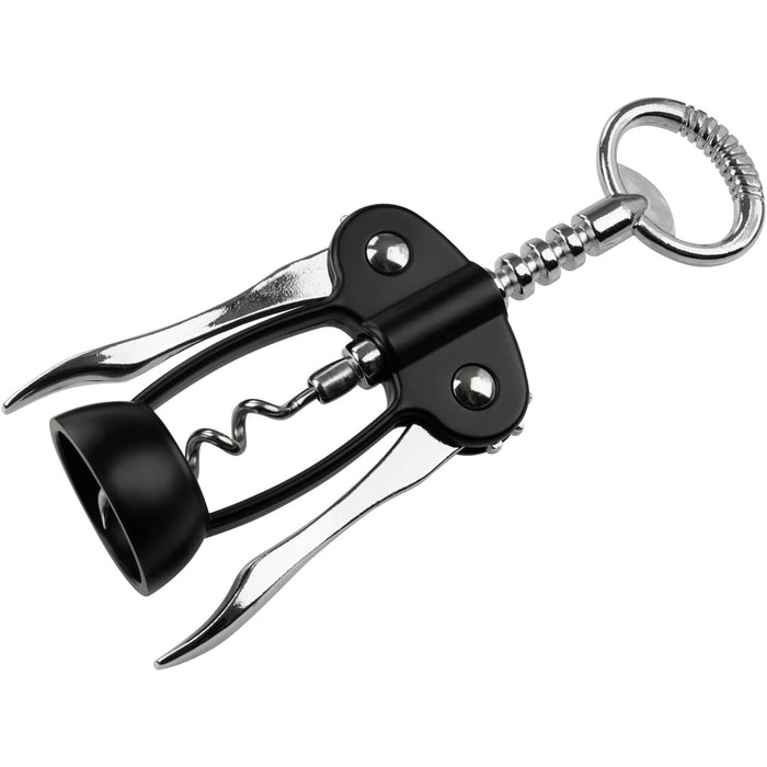 Відкривачка для вин Fackelmann Specter 17 см – для пробок з корку та пластику – сталь, пластик, чорний/срібло – аксесуар для бару