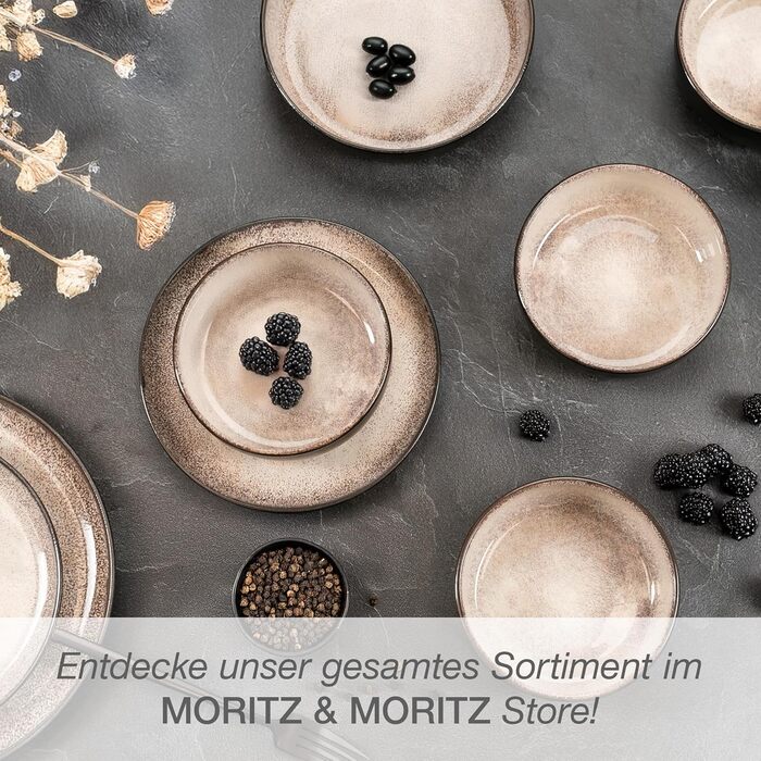 Набір посуду Moritz & Moritz VIDA Beige 18 предметів - Сучасний сервіз з порцеляни, стійкий до подряпин, для мікрохвильової печі та посудомийної машини, 6 персон