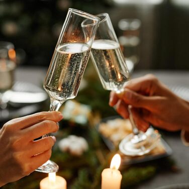 Набір келихів для шампанського ParaCity 2 шт., 170 мл, елегантні скляні келихи для шампанського, коктейлі, подарунок на день народження, весілля, Різдво, прозора новорічна декор для жінок та чоловіків (трубчаста форма)