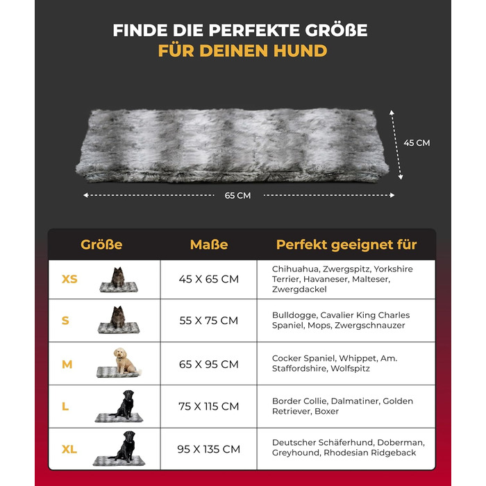 Килимок для собак преміум-якість (75x115 см) – м'який, з антиковзаючою основою, для комфорту та тепла – Made in Germany