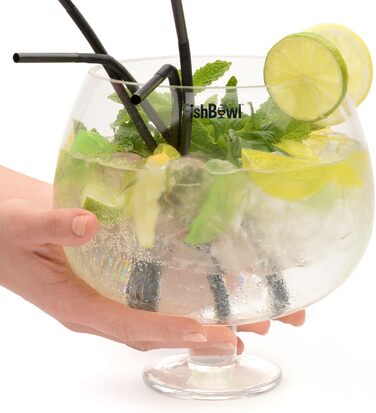 Fishbowl Extra Large Cocktail Glass, Jumbo, made of glass, extra large, 20 cm, individually (3 Liters)