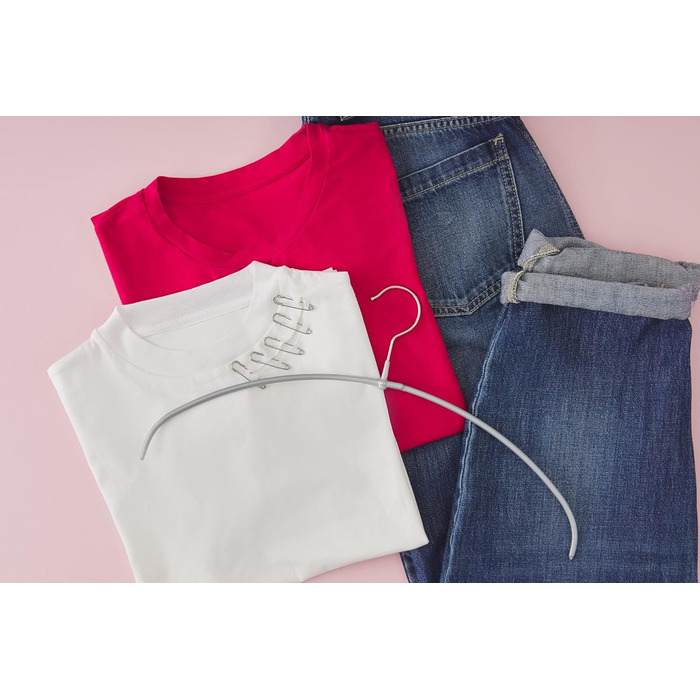 MAWA Clothes Hanger Light, Set of 20 space-saving and non-slip hangers, ideal for T-shirts, tops and light sweaters, with a 360° rotating hook and non-slip coating, 40 cm, Silver