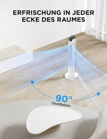 Вентилятор підлоговий Midea FZ10-26MR(BL) 96 см з пультом, 33 дБ, LED дисплей, 4 режими, для спальні та офісу, білий
